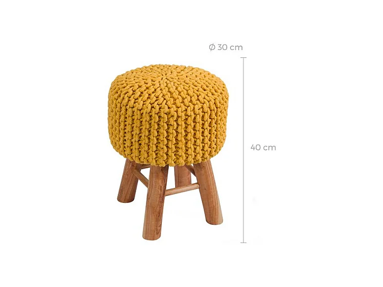 Piccolo sgabello in cotone giallo senape - Lisa