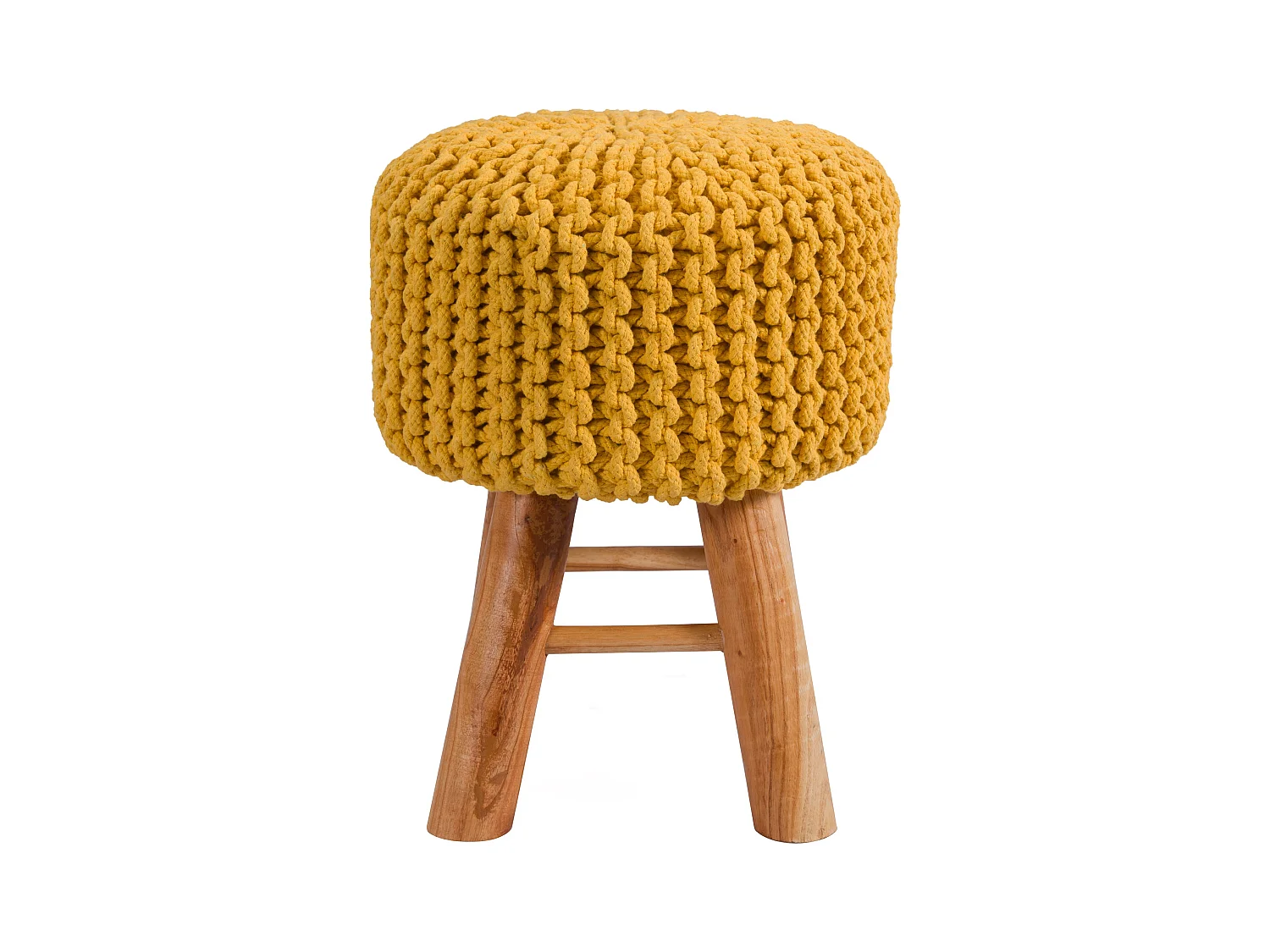 Piccolo sgabello in cotone giallo senape - Lisa