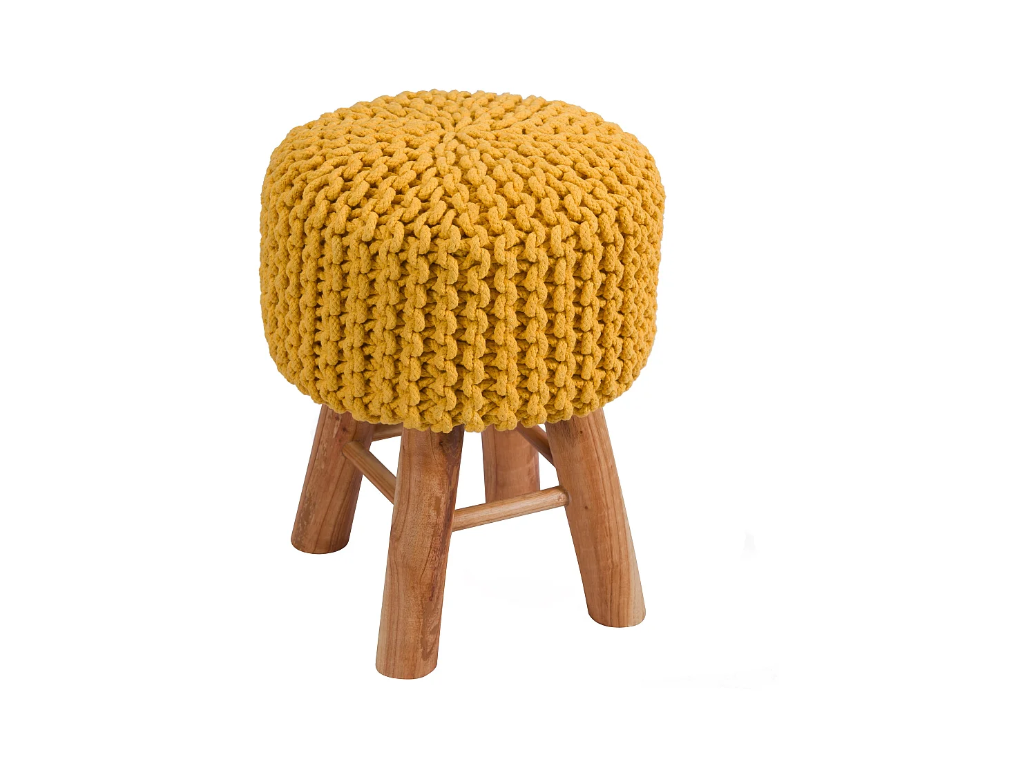 Piccolo sgabello in cotone giallo senape - Lisa