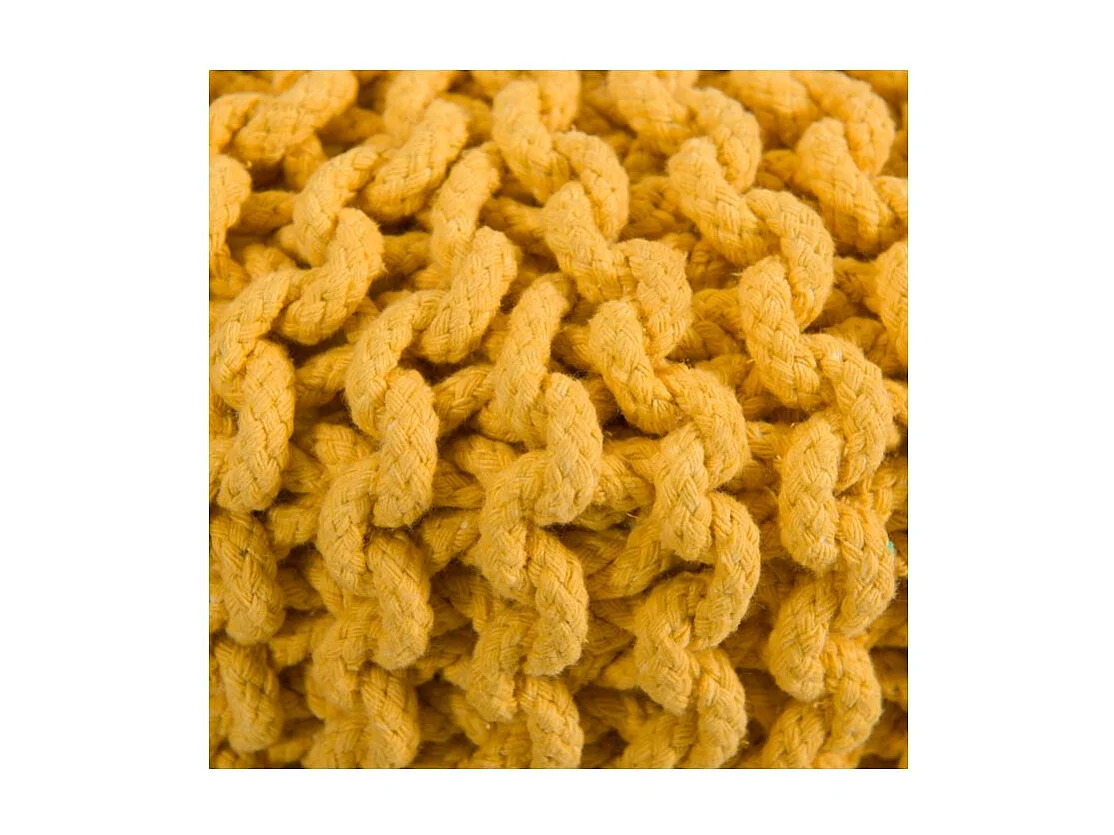 Taburete de punto de algodón amarillo mostaza - Lisa