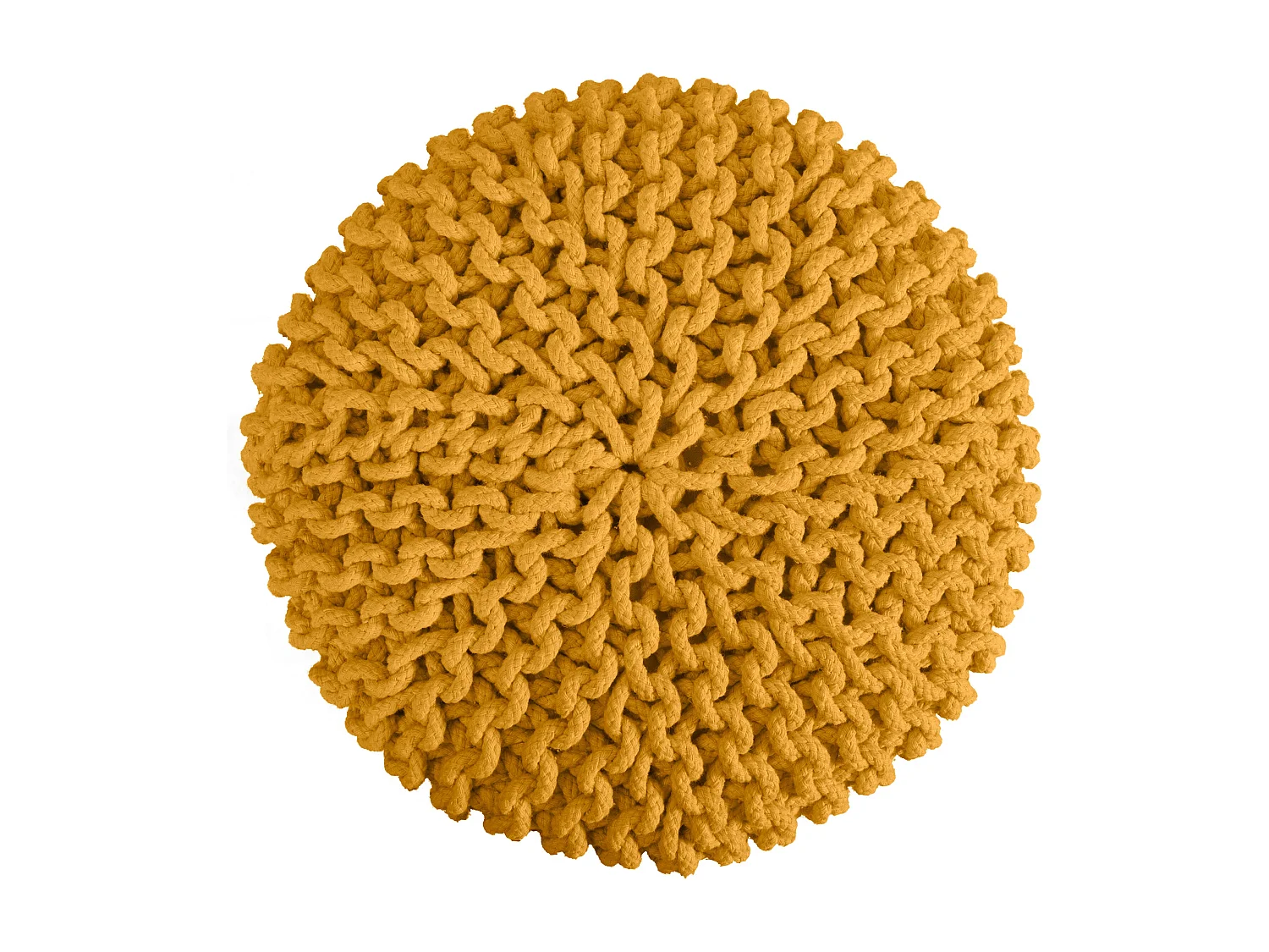 Taburete de punto de algodón amarillo mostaza - Lisa