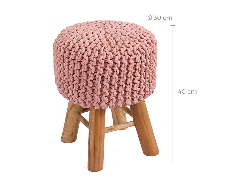Piccolo sgabello in cotone rosa cipria - Lisa