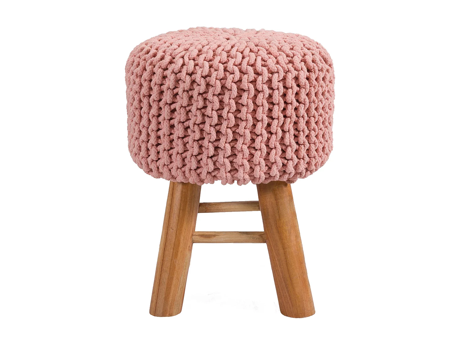 Piccolo sgabello in cotone rosa cipria - Lisa