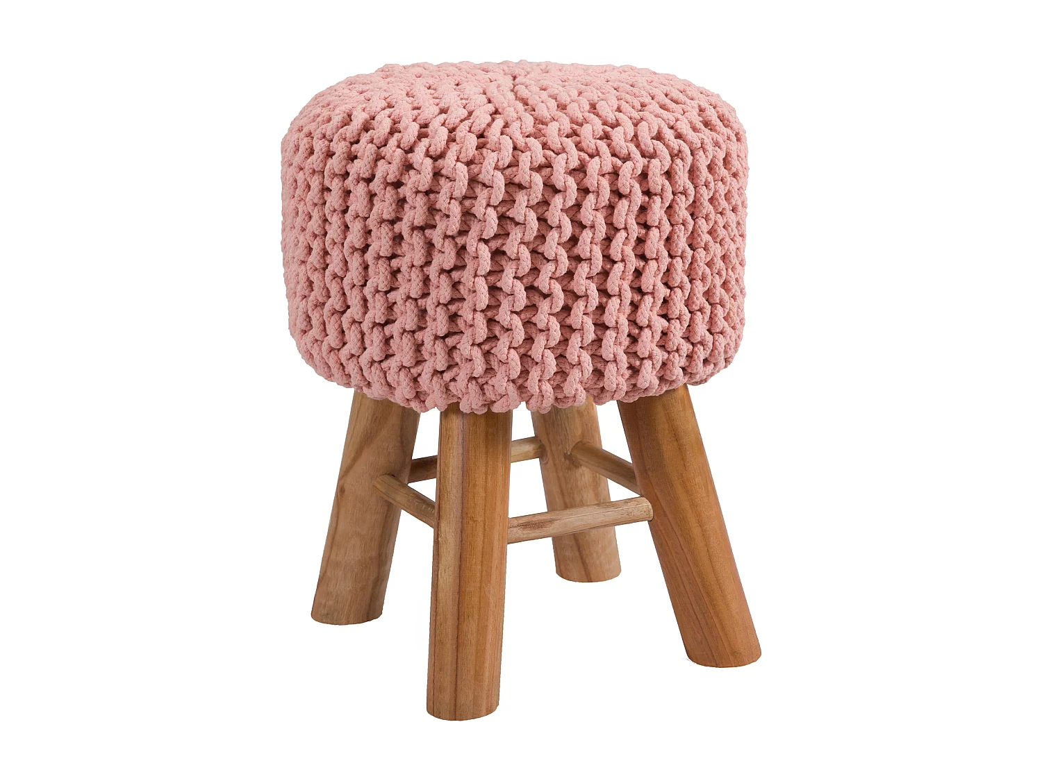 Piccolo sgabello in cotone rosa cipria - Lisa