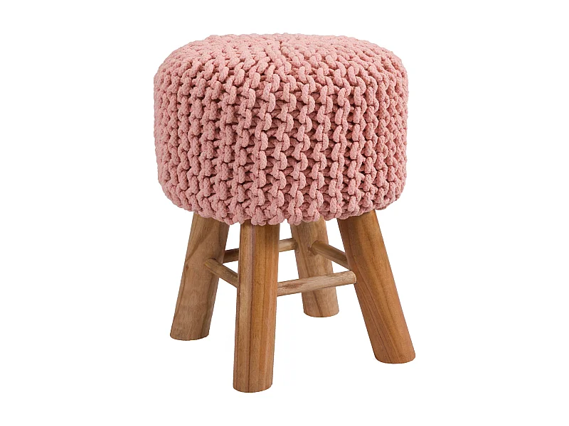 Piccolo sgabello in cotone rosa cipria - Lisa
