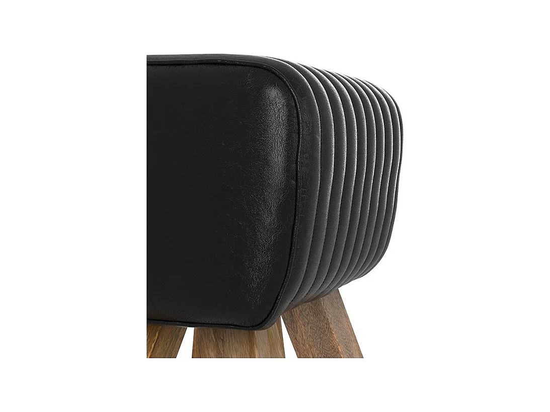 Sgabello in pelle nera e legno di mango - Morena