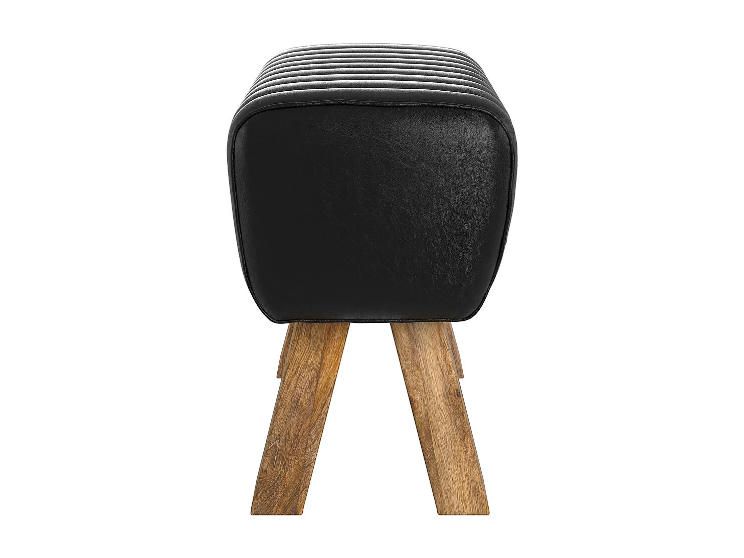 Tabouret en cuir noir et bois de manguier - Morena