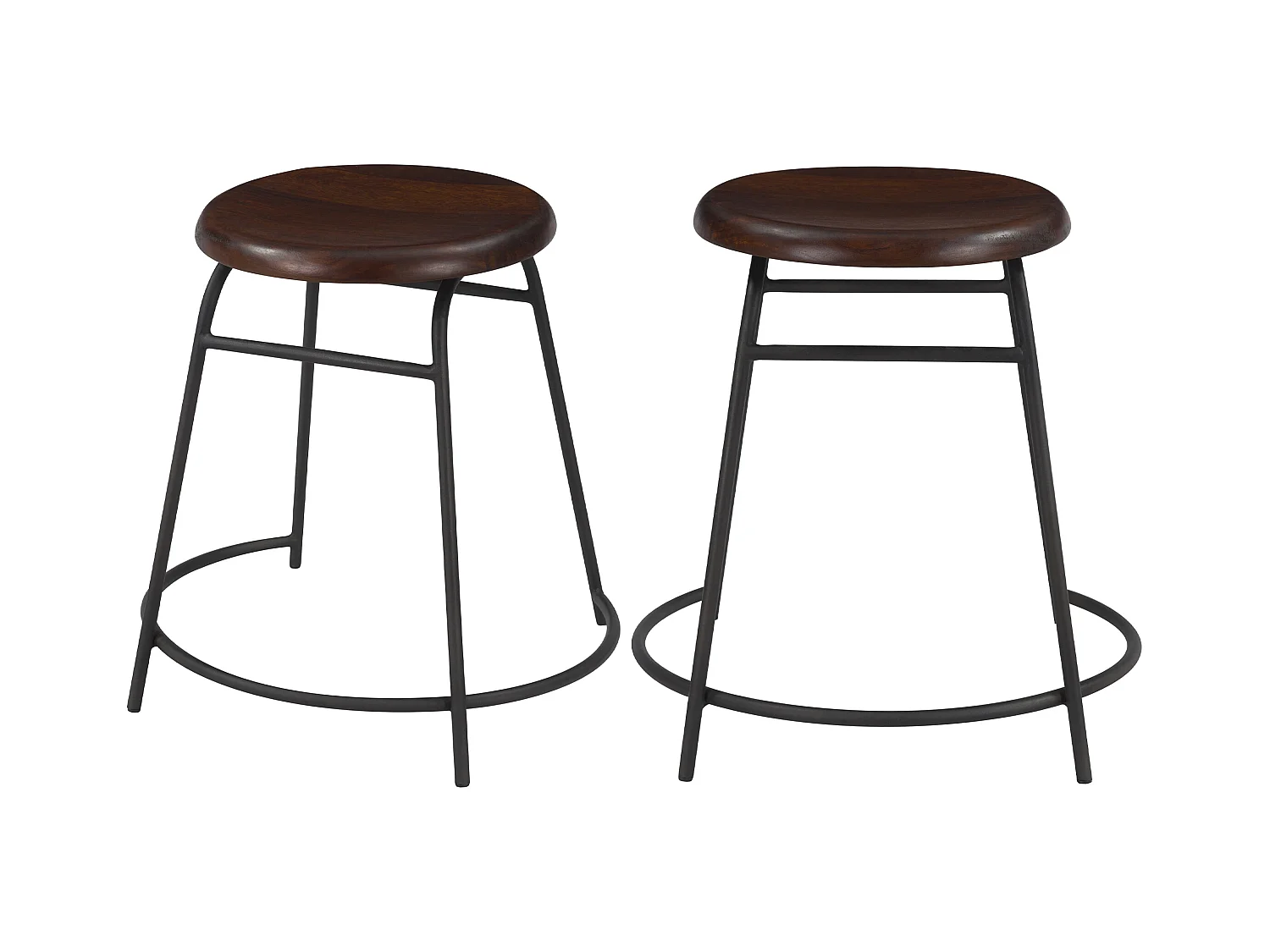Lot de 2 tabourets en bois foncé - Barney