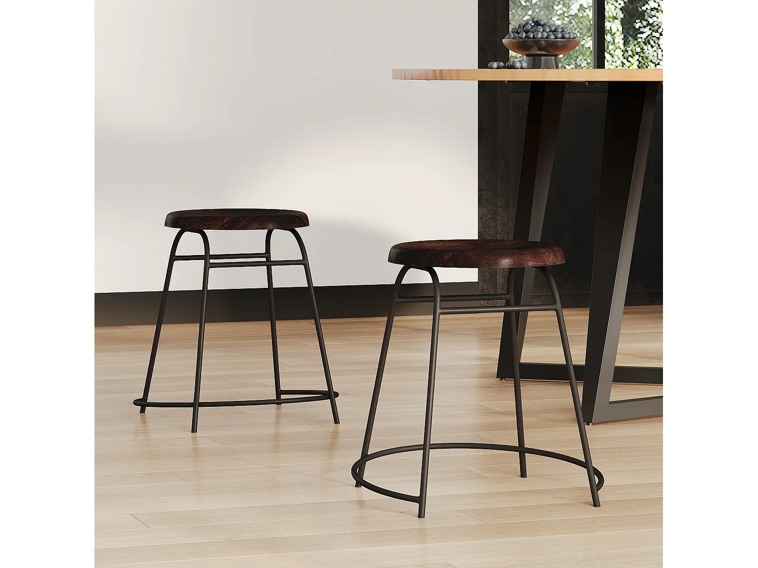 Set di 2 sgabelli in legno scuro - Barney