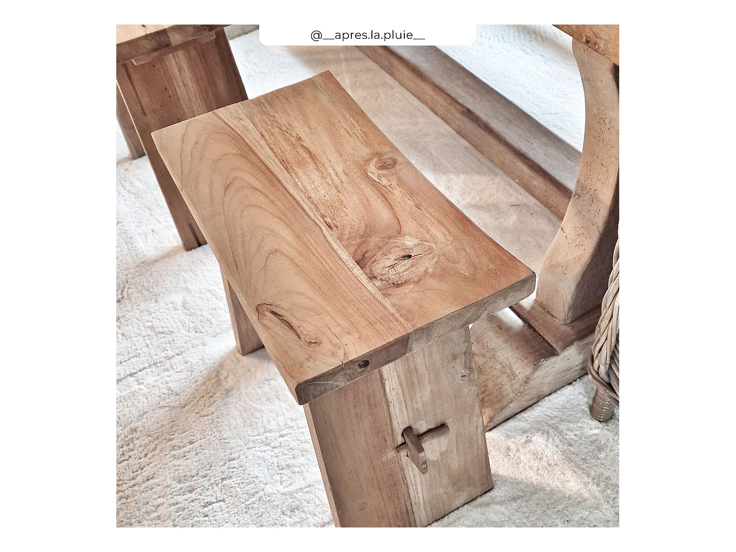 Tabouret en bois de teck recyclé - Eka