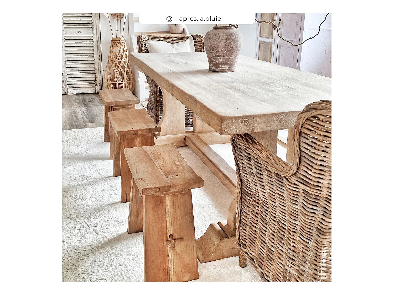 Tabouret en bois de teck recyclé - Eka