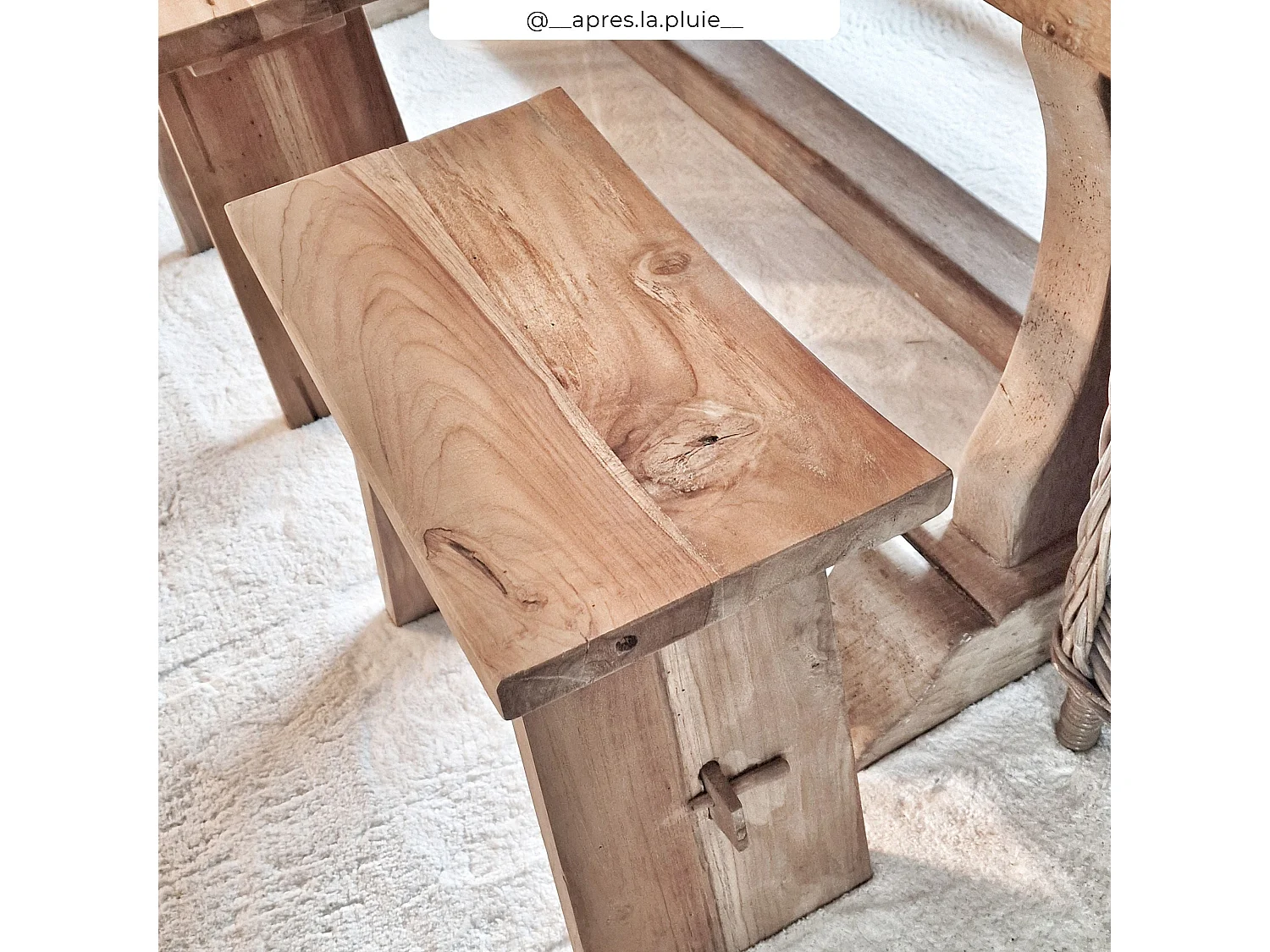 Tabouret en bois de teck recyclé - Eka