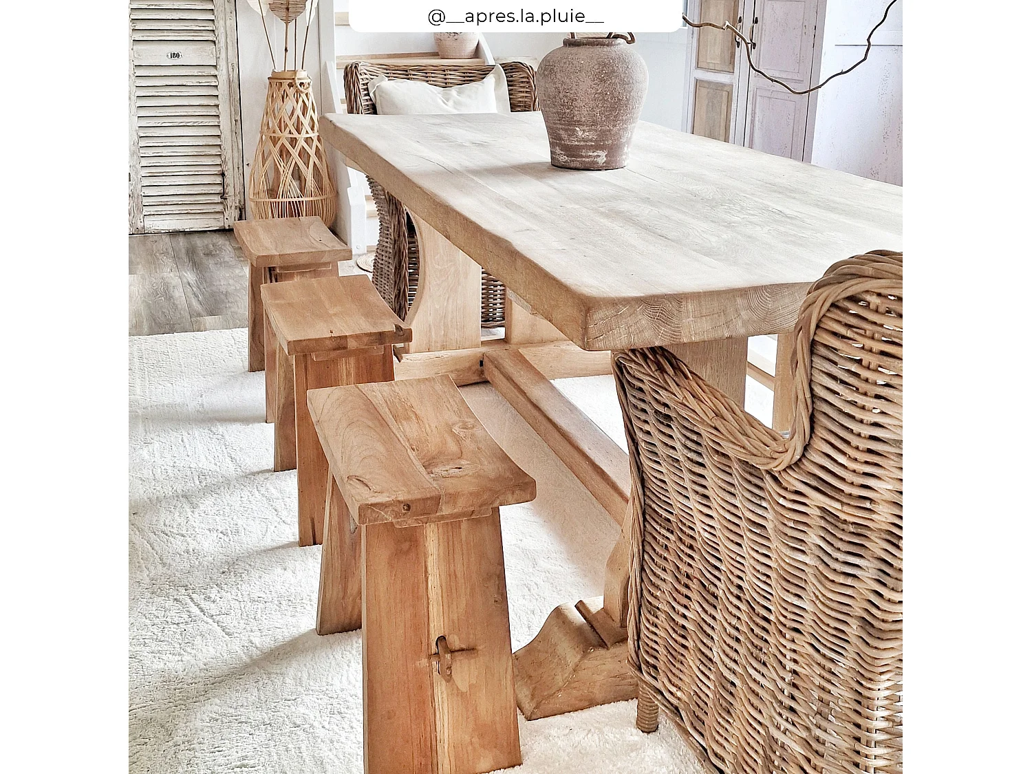 Tabouret en bois de teck recyclé - Eka