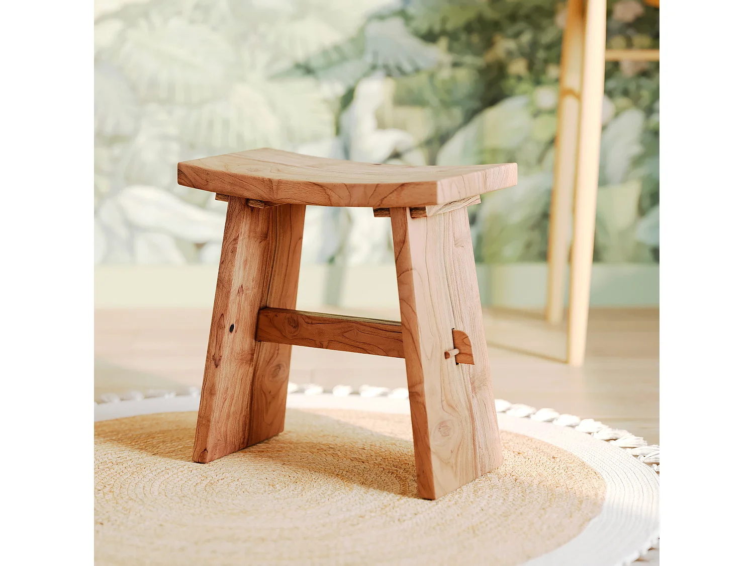 Tabouret en bois de teck recyclé - Eka