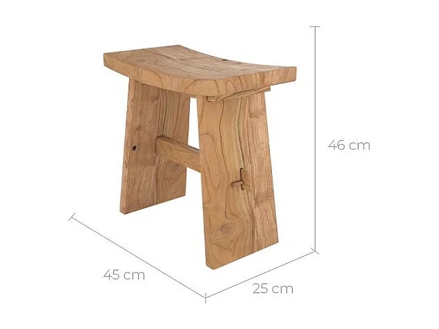 Tabouret en bois de teck recyclé - Eka