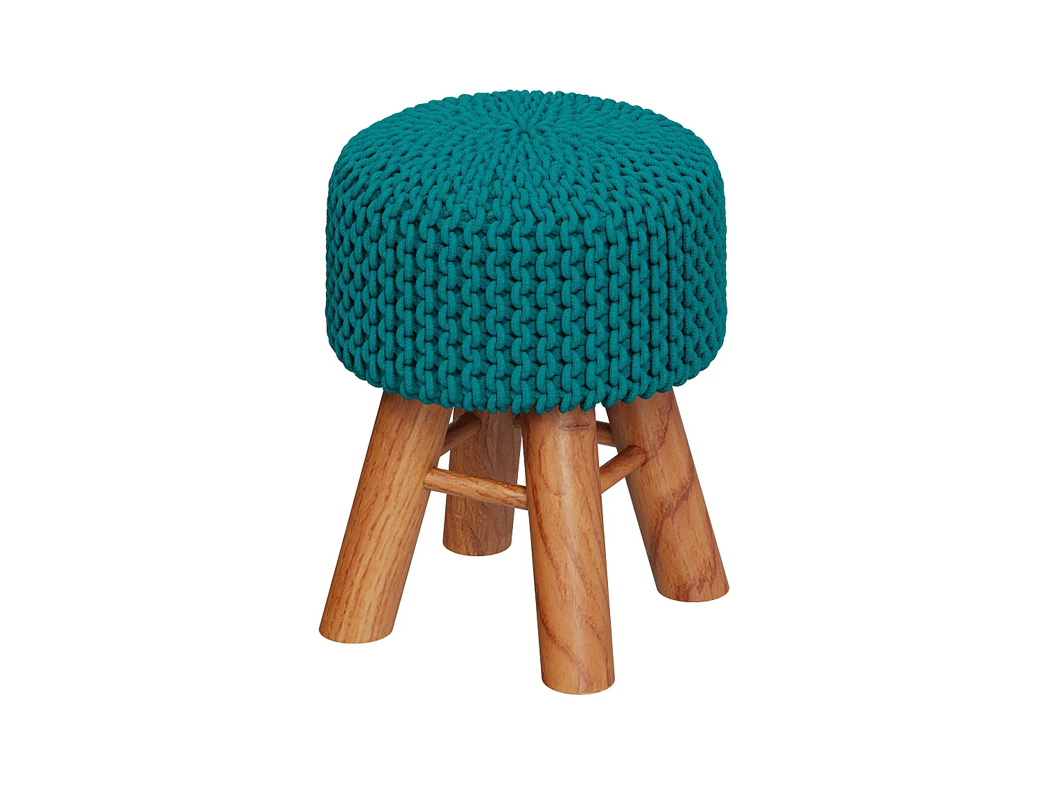 Petit tabouret tricot en coton vert céladon - Lisa