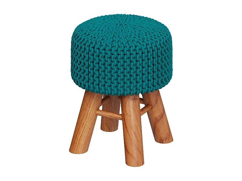 Piccolo sgabello in cotone verde celeste - Lisa