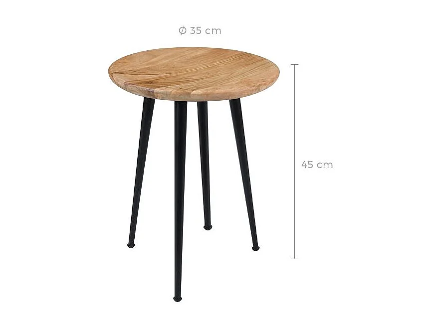 Sgabello rotondo in legno di acacia - Modasa