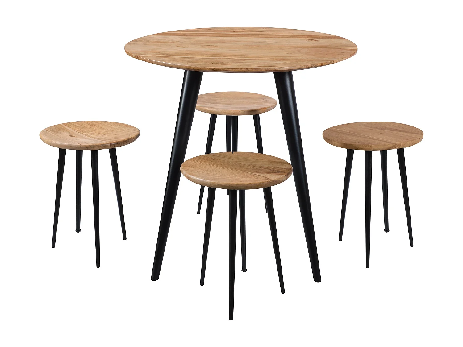 Sgabello rotondo in legno di acacia - Modasa