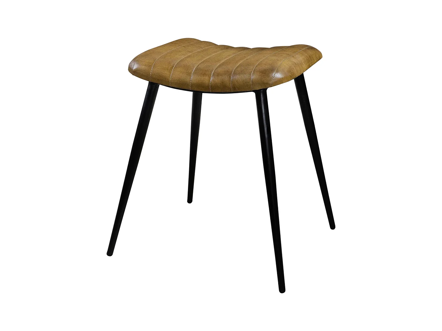 Tabouret en cuir camel matelassé - Bidar