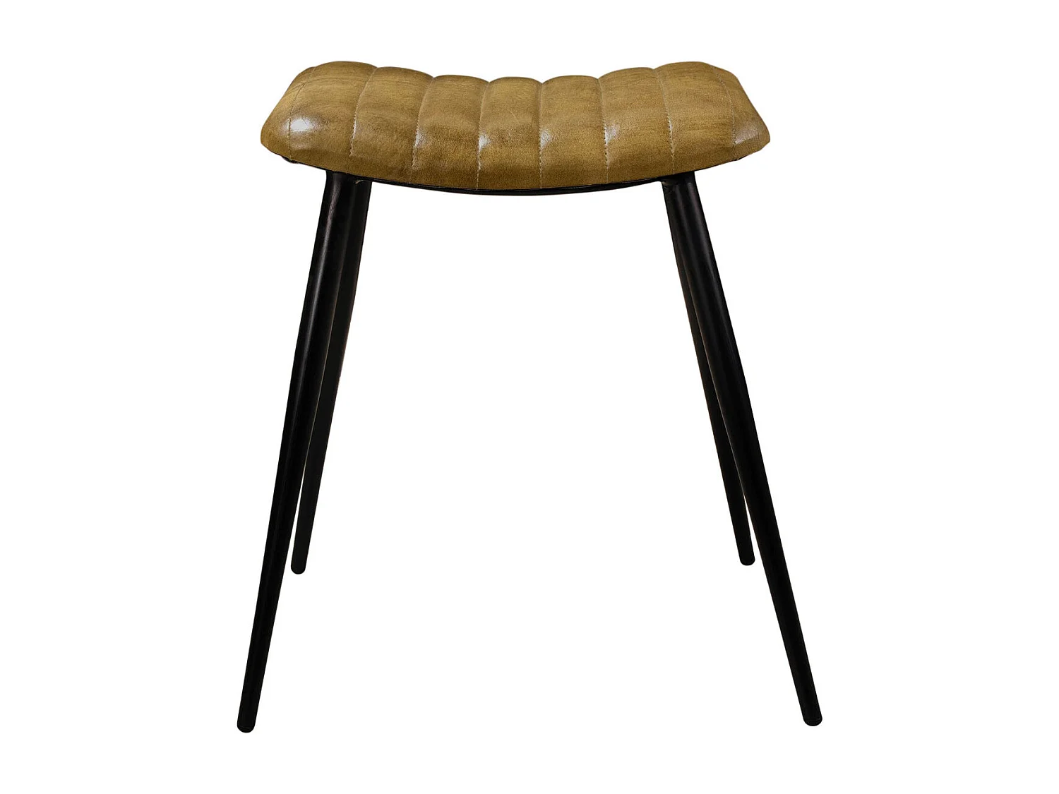 Tabouret en cuir camel matelassé - Bidar