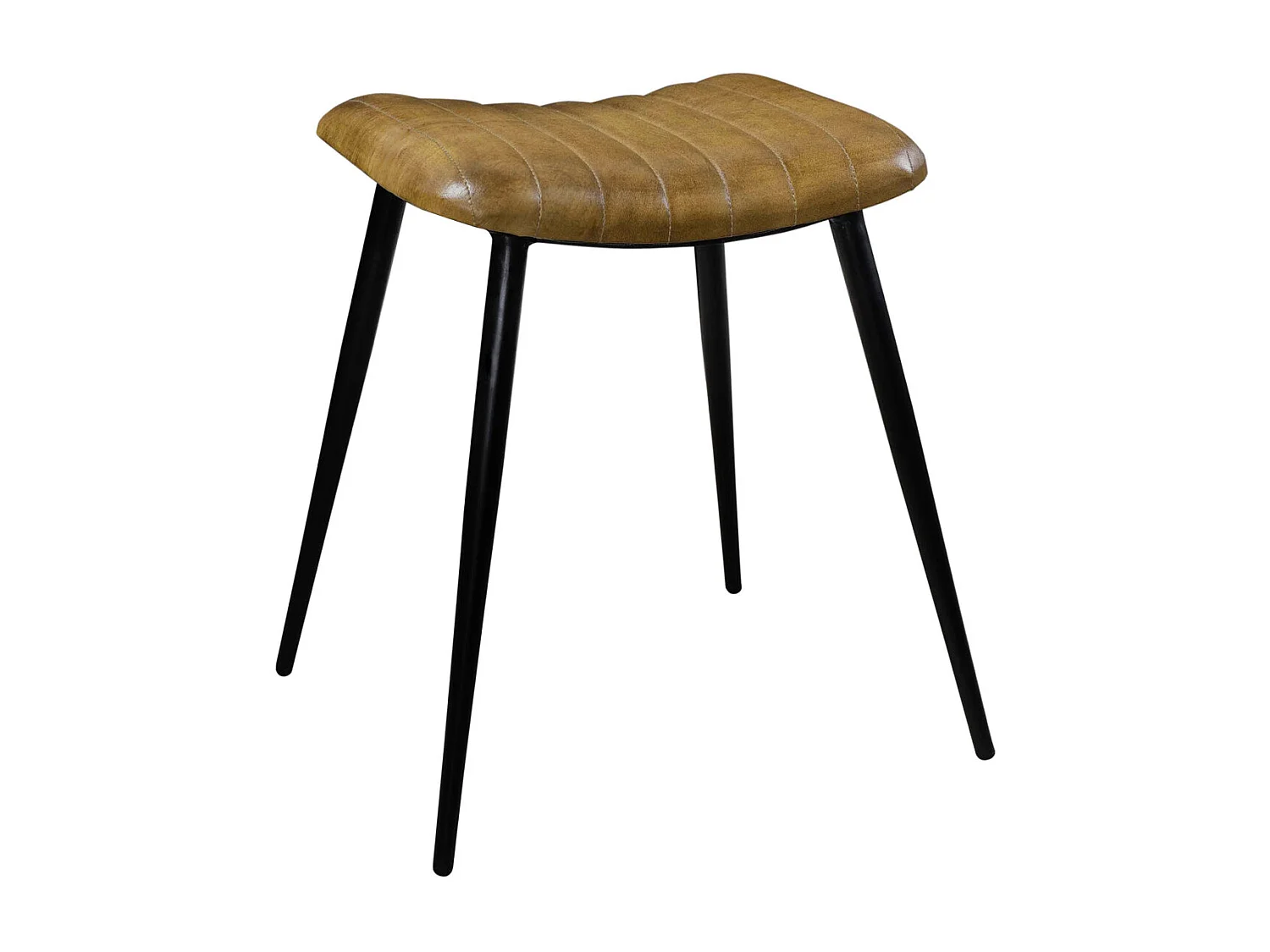 Tabouret en cuir camel matelassé - Bidar