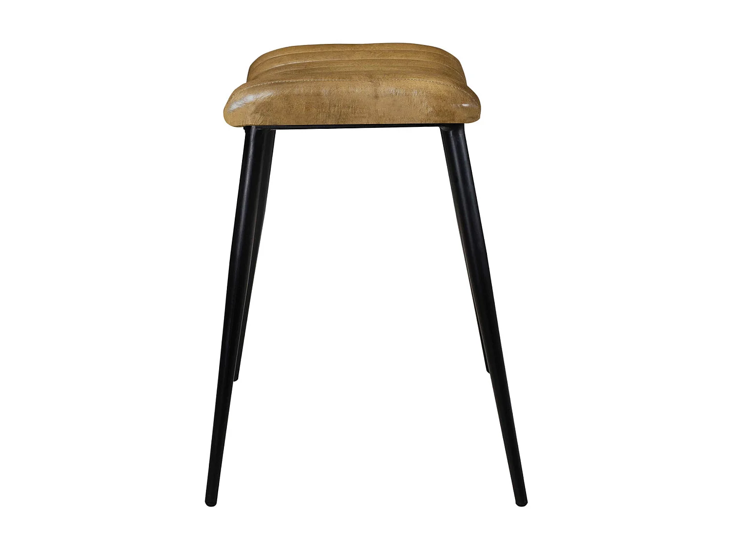 Tabouret en cuir camel matelassé - Bidar