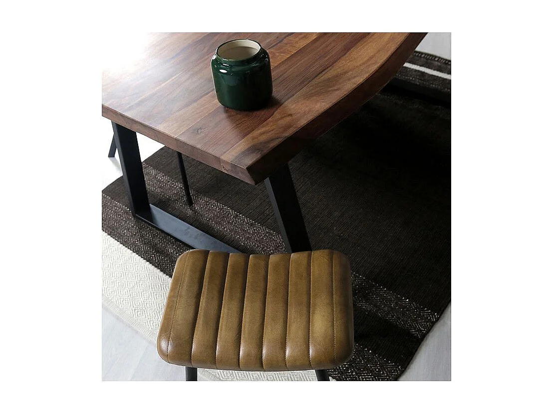 Tabouret en cuir camel matelassé - Bidar