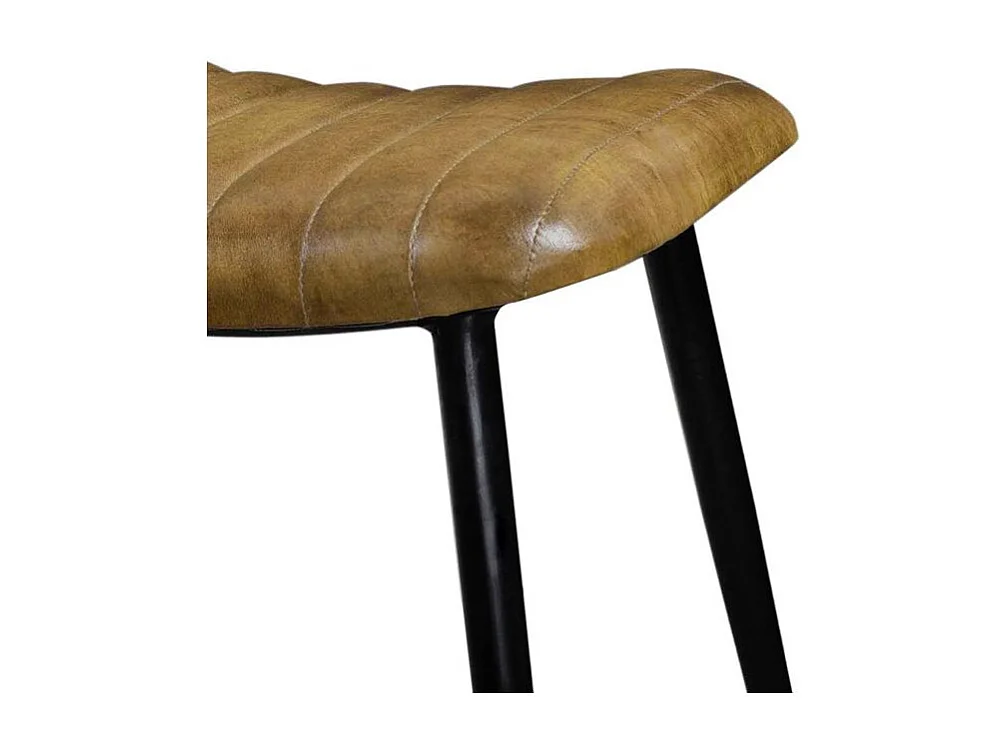 Tabouret en cuir camel matelassé - Bidar