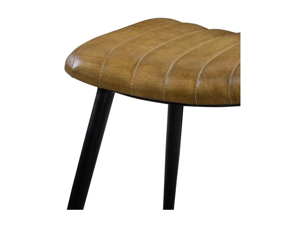 Tabouret en cuir camel matelassé - Bidar