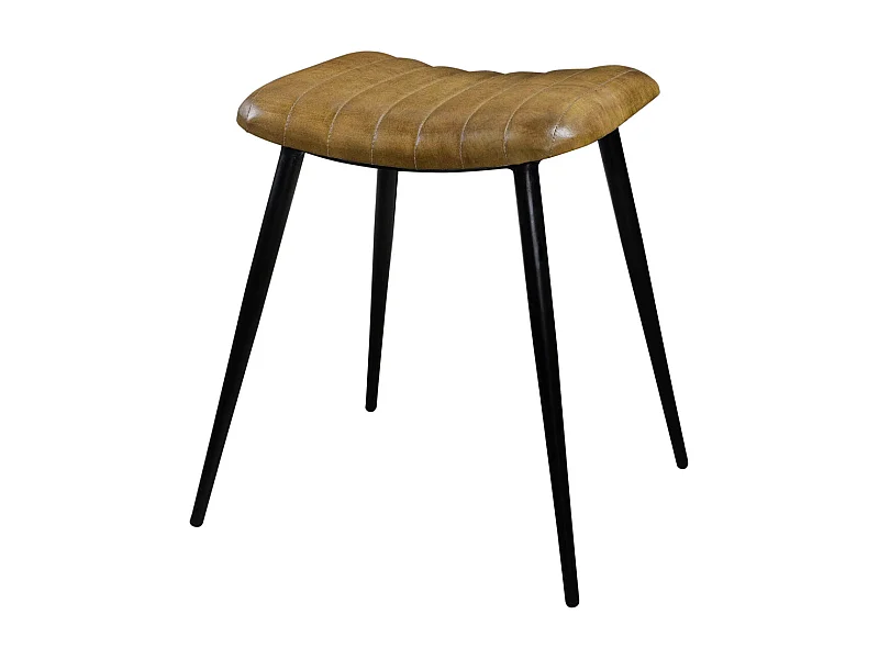 Tabouret en cuir camel matelassé - Bidar