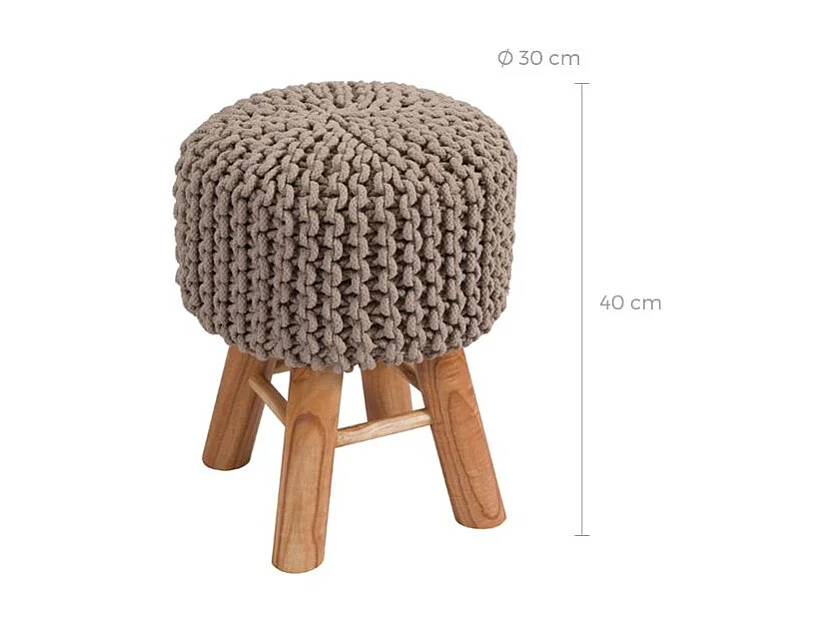 Taburete de punto de algodón color topo - Lisa