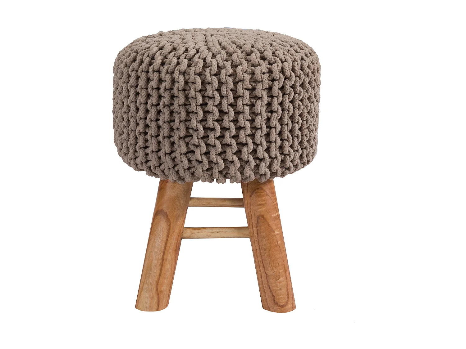 Taburete de punto de algodón color topo - Lisa