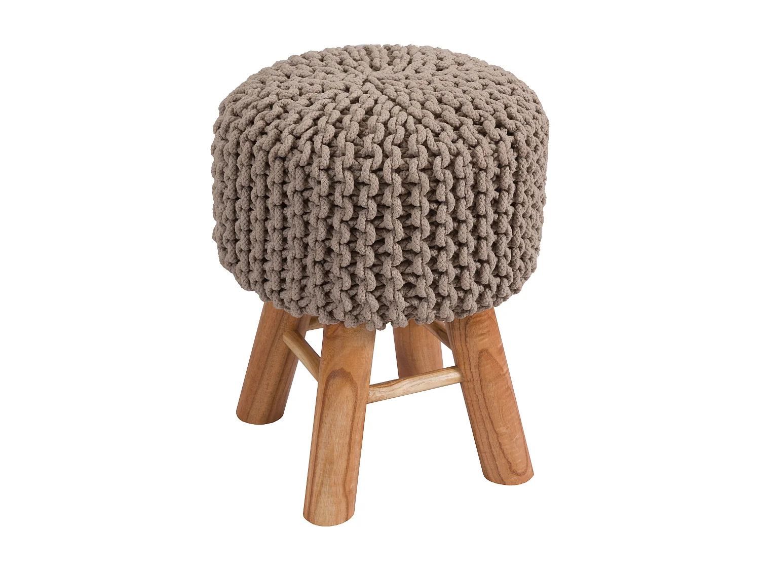 Taburete de punto de algodón color topo - Lisa
