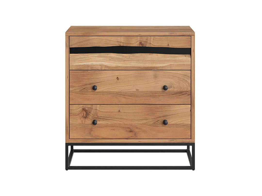 Cómoda de madera de acacia y metal, 3 cajones - Alabama