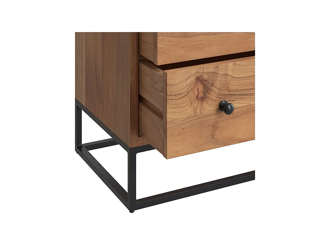 Cómoda de madera de acacia y metal, 3 cajones - Alabama
