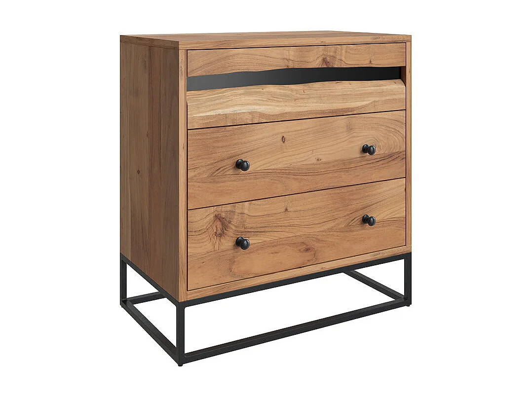 Cassettiera in legno d'acacia e metallo, 3 cassetti - Alabama