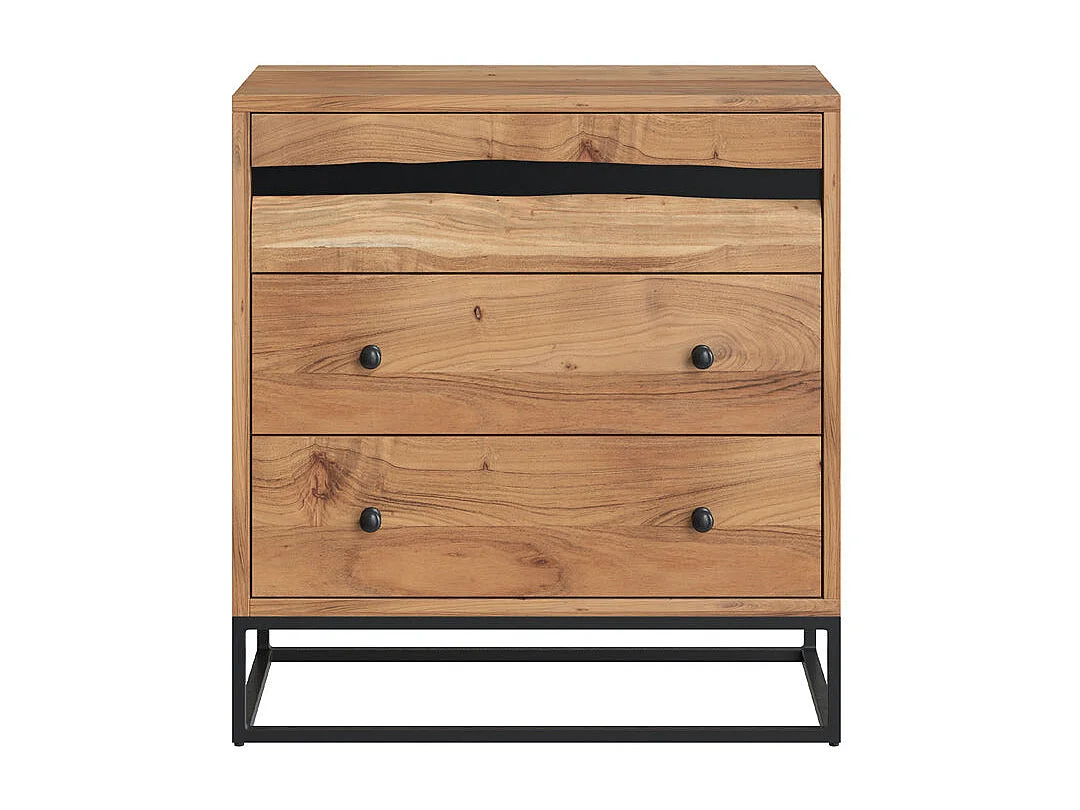Cassettiera in legno d'acacia e metallo, 3 cassetti - Alabama