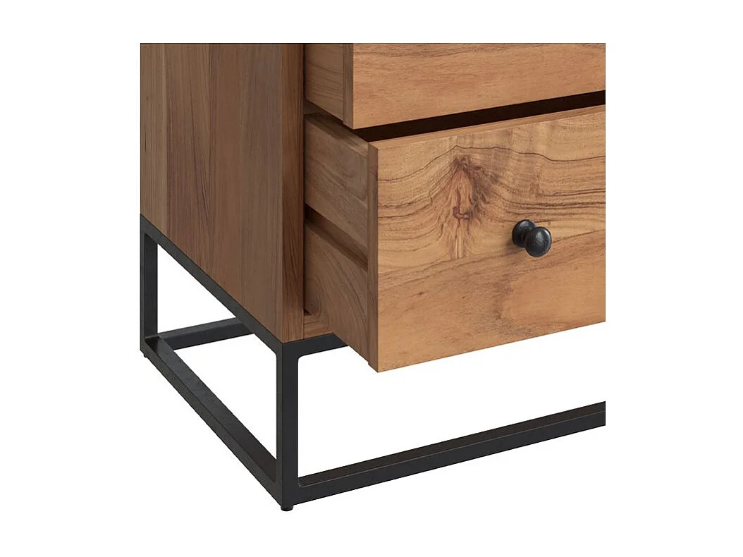 Cassettiera in legno d'acacia e metallo, 3 cassetti - Alabama