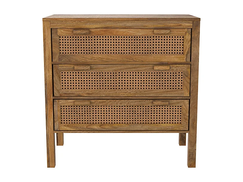 Commode en cannages et bois 3 tiroirs - Tiki