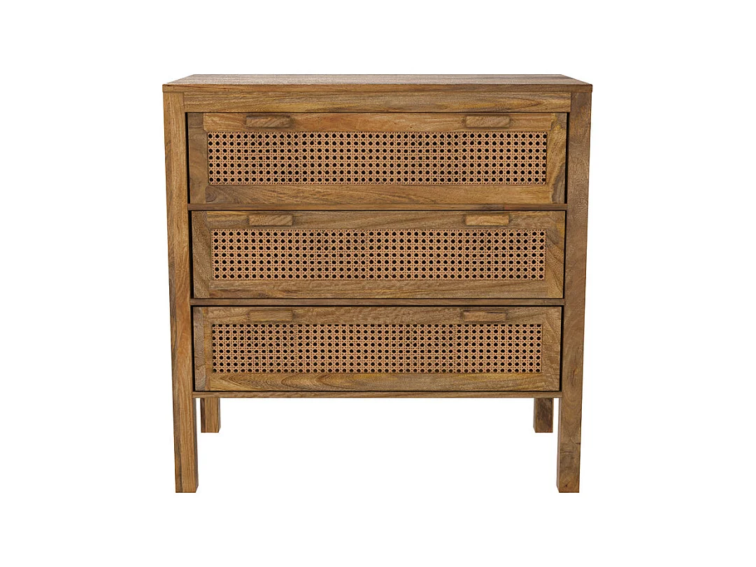 Cassettiera a 3 cassetti in legno e canna - Tiki