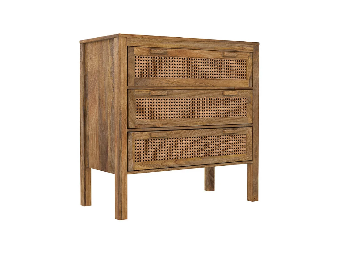 Cassettiera a 3 cassetti in legno e canna - Tiki