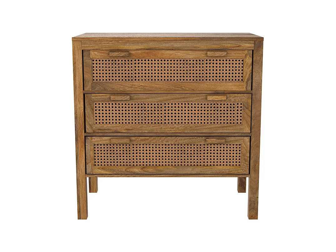 Commode en cannages et bois 3 tiroirs - Tiki