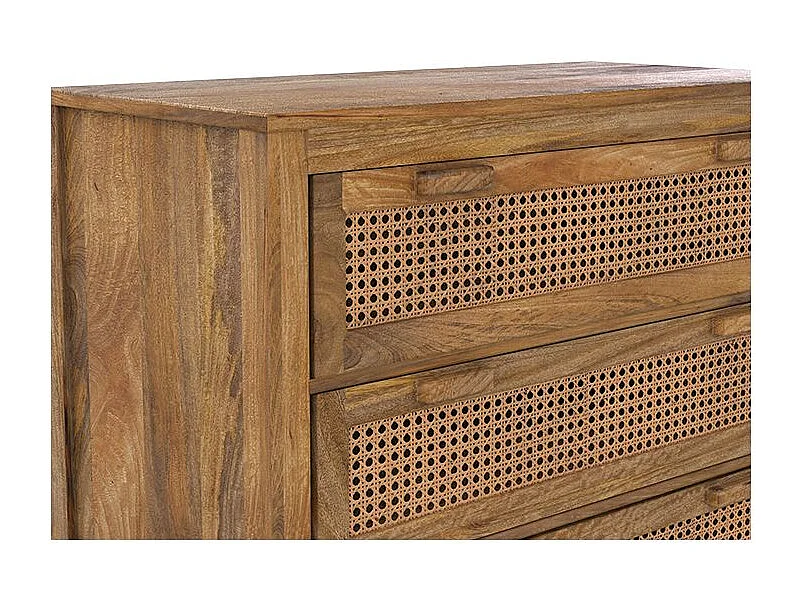 Cómoda de madera y caña con 3 cajones - Tiki