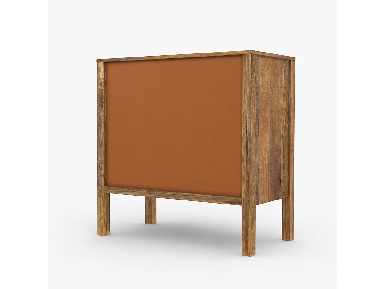 Commode en bois de manguier et cannage 3 tiroirs - Tiki