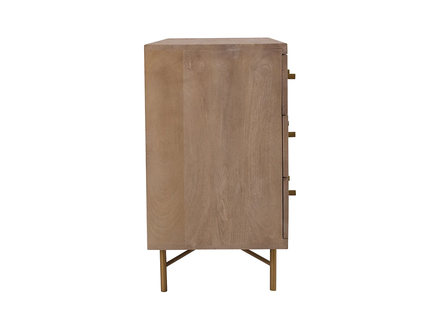 Cassettiera a 8 cassetti in legno di mango con gambe in metallo dorato - Bran