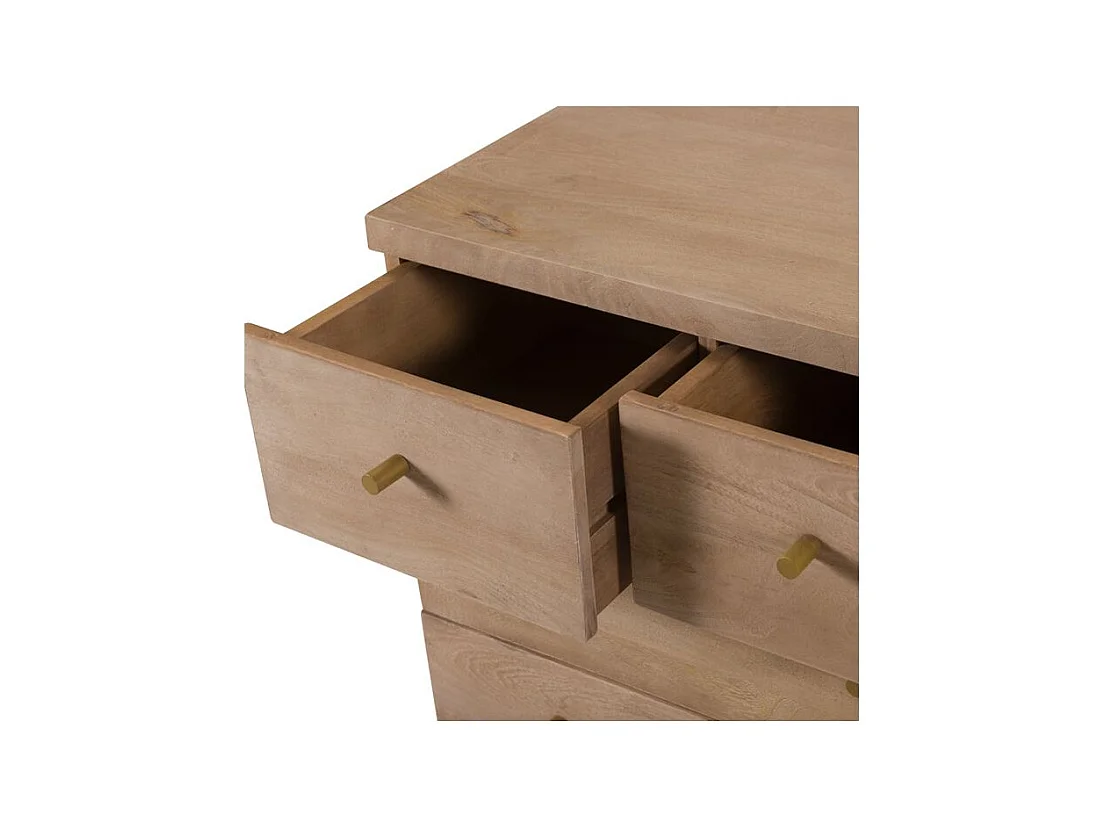 Cassettiera a 8 cassetti in legno di mango con gambe in metallo dorato - Bran