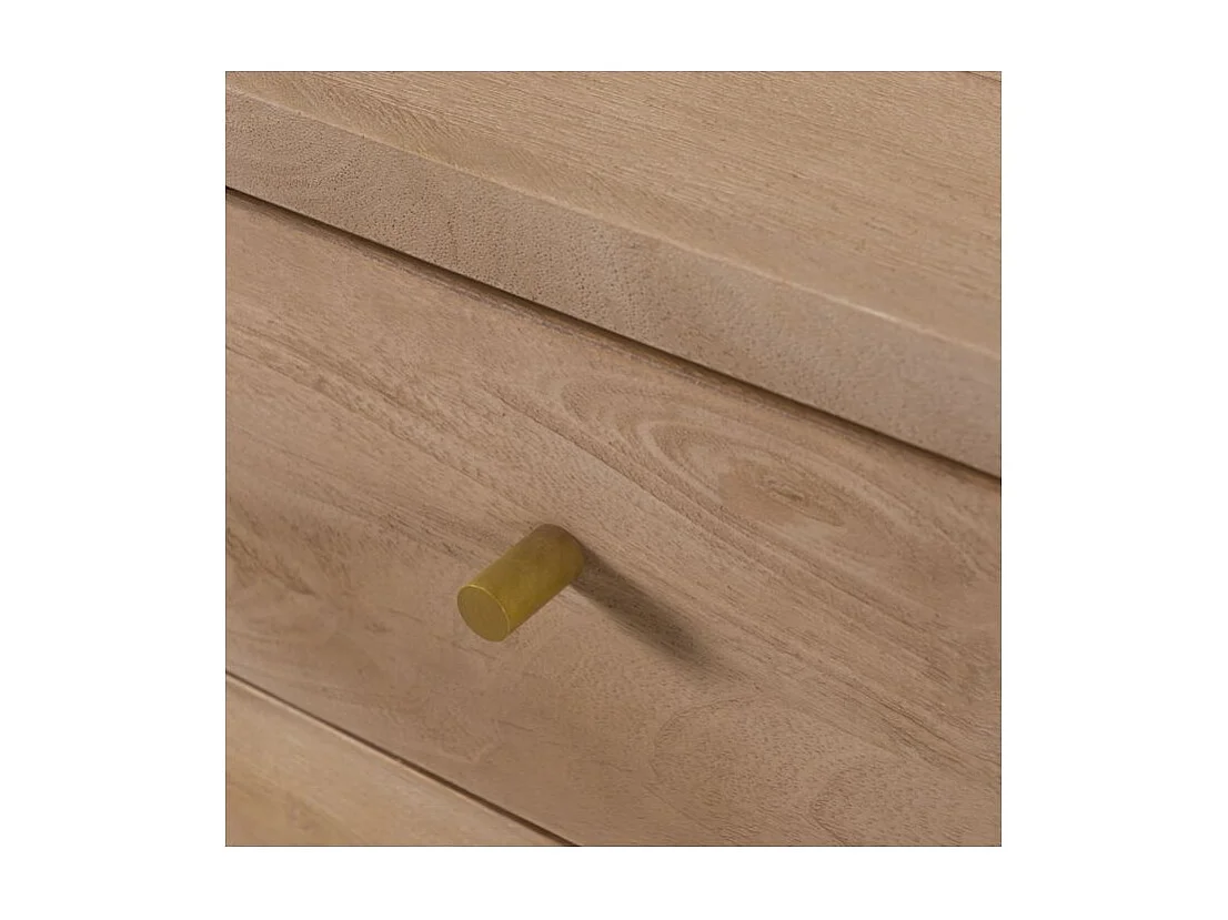 Commode 8 tiroirs en bois de manguier et pieds en métal doré - Bran