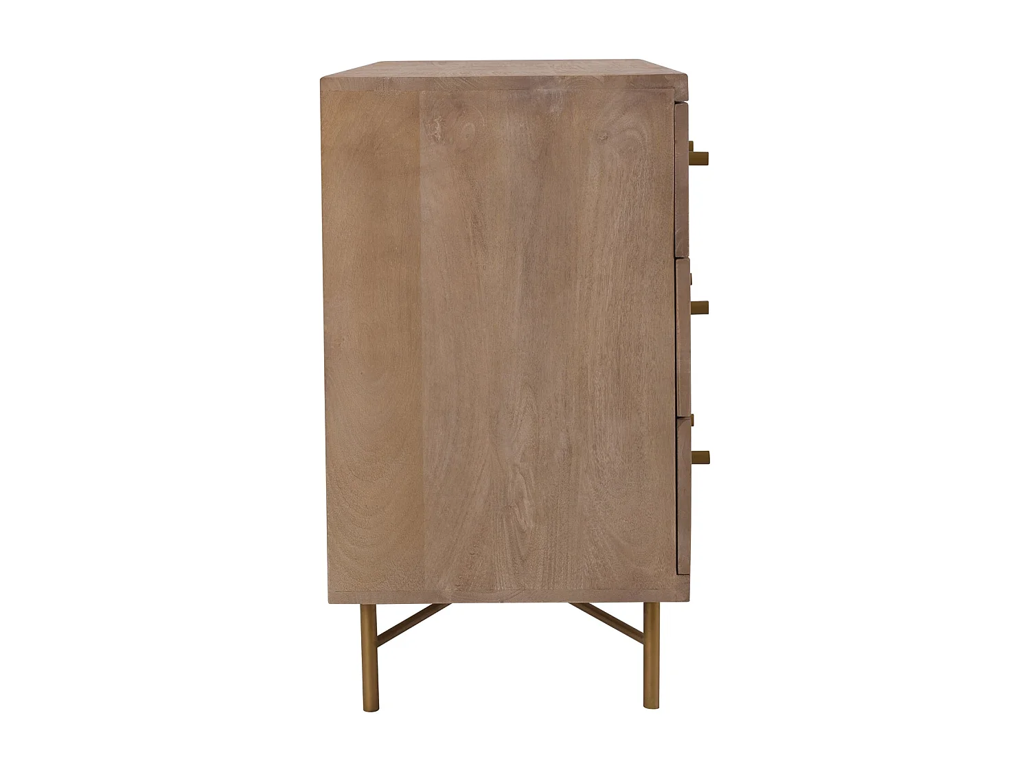 Comò 8 cassetti in legno di mango con gambe in metallo dorato - Bran
