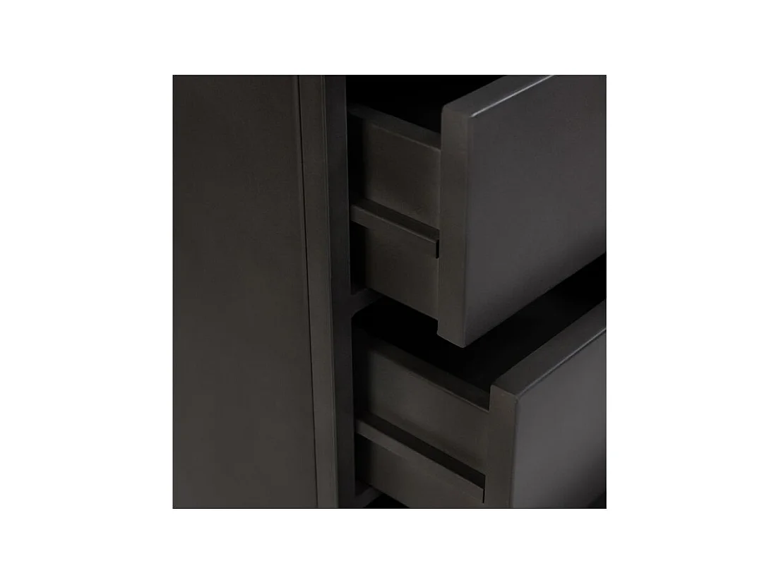 Chiffonnier 5 tiroirs en métal gris métallisé et bois de manguier - Gauthier